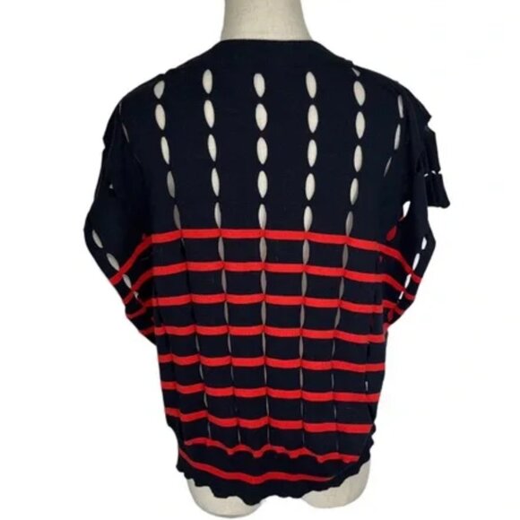 T by ALEXANDER WANG Scoop Neck Cropped Sweater Tee, Size L, Slit, Dolman, EUC - Picture 3 of 5